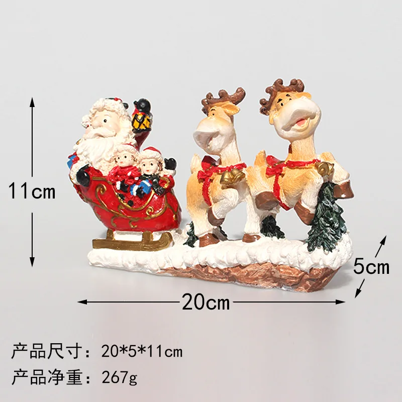 New Christmas decorations resin crafts window home decoration cartoon elk Santa Claus sleigh car