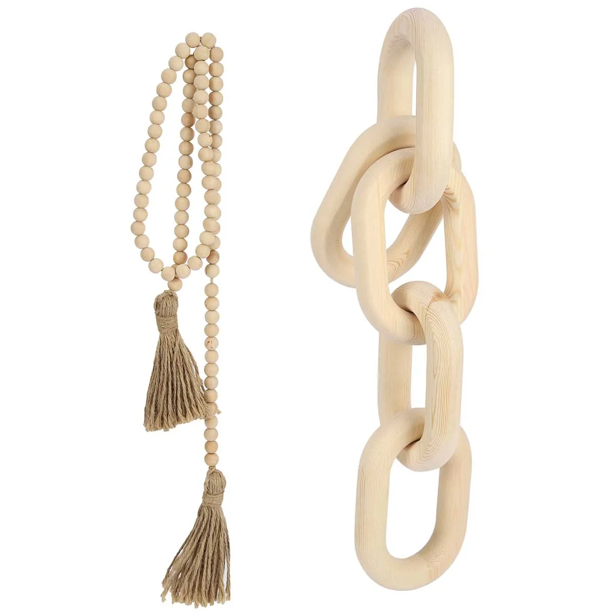 Hot Sales Custom Wood Links Chain And Garland Beads With Tassels For Home Decor