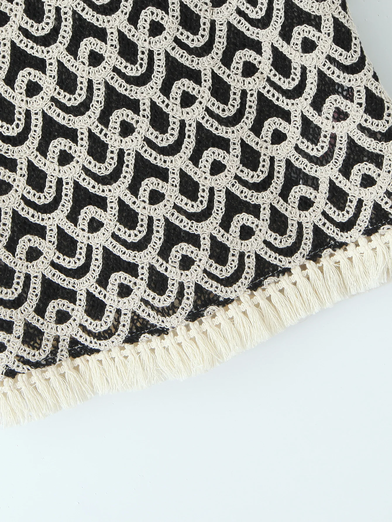 Crew neck black beige color knitted bottom tassel casual fashion women sweater vest for women