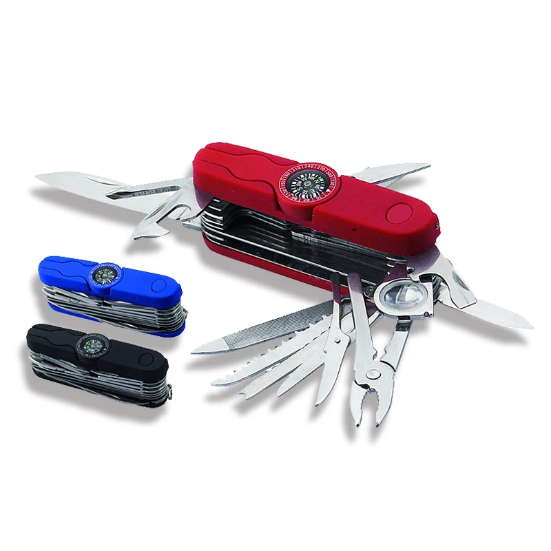 17 in 1 Multi-tool with Compass,Outdoor Survival, Folding Pocket Knife Scissors  All in One Tool