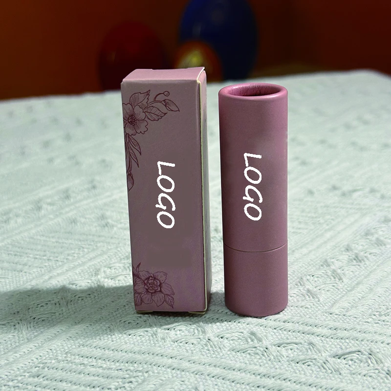 Custom Environmental Luxury Craft Paper Lipstick Packaging Empty Kraft Lip Balm Tube with Stamping for Cosmetics
