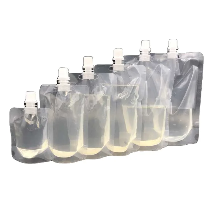 1cm mouth 50ml 100ml 500ml special shape plastic packaging bag for juice soft drink and fruit juice stand up spout pouch