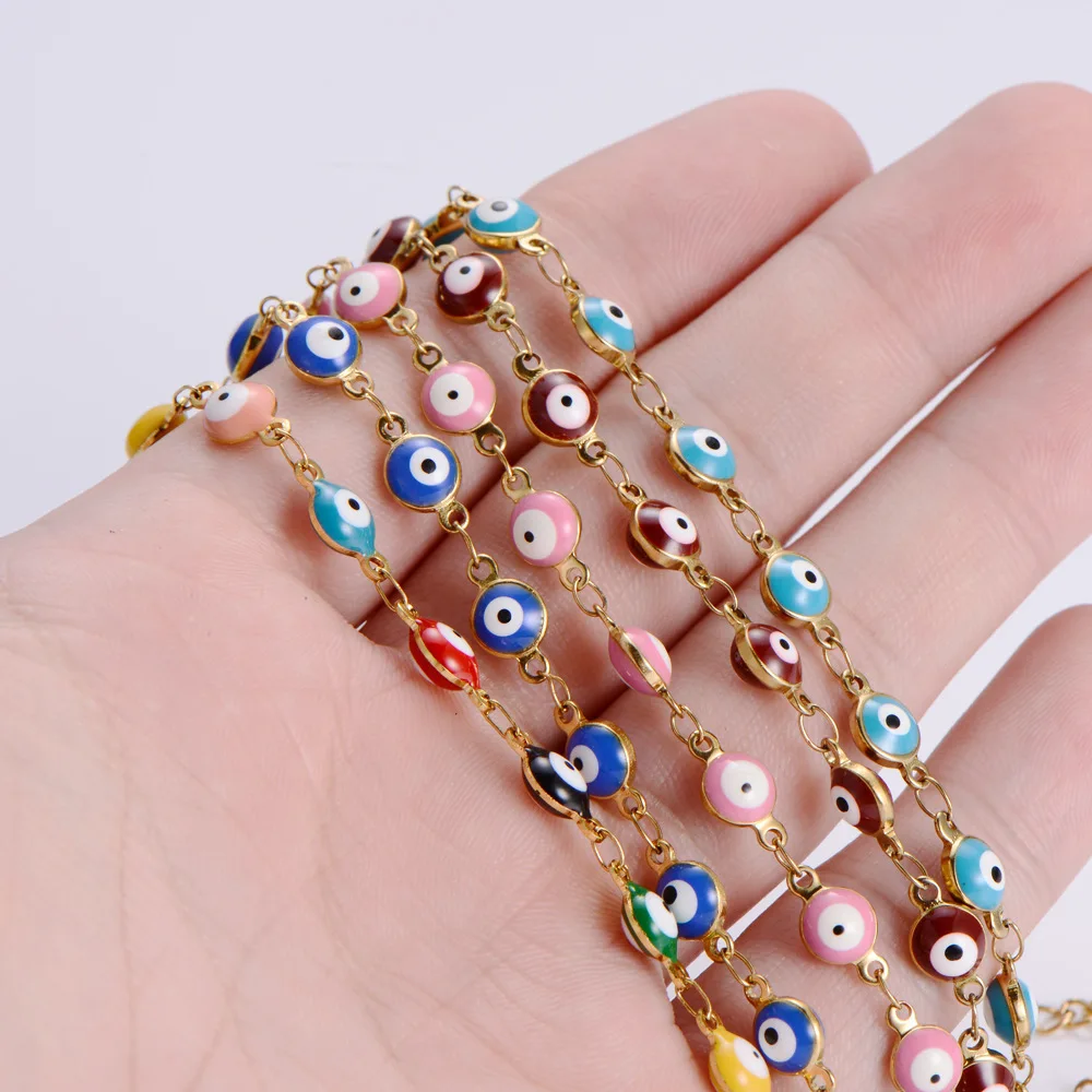 Hot Sale Custom High Quality Stainless Steel 18K Gold Plated Colorful Luxury Turkey evil eyes Bracelet Cute Eyes Bracelet