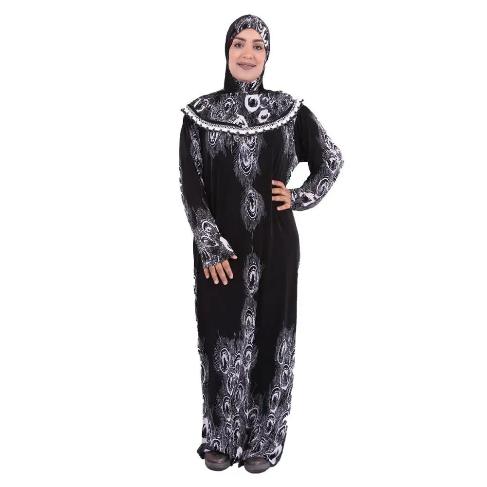 Yiwu Muslim Factory Muslim Prayer Women Robe Flower Cloth Robe Ihram Set Hijab Abaya for Hajj Umrah