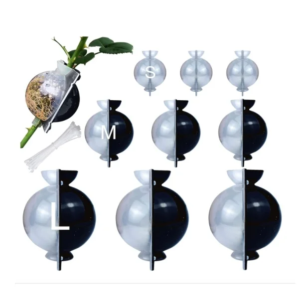 plant Propagation box with Zip Ties Reusable Half Transparent Grafting Ball, Air Layering Pods Plant Rooting Graft box