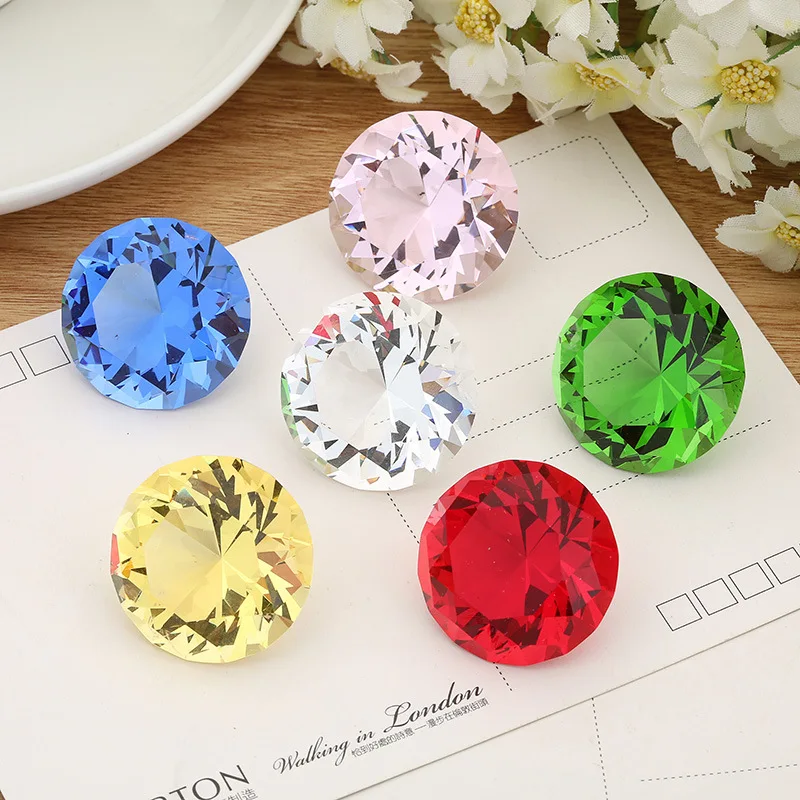 Factory wholesale k9 Crystal glass Diamond Glass Paperweight round shape rhinestones colorful flat back acrylic jewelry stone