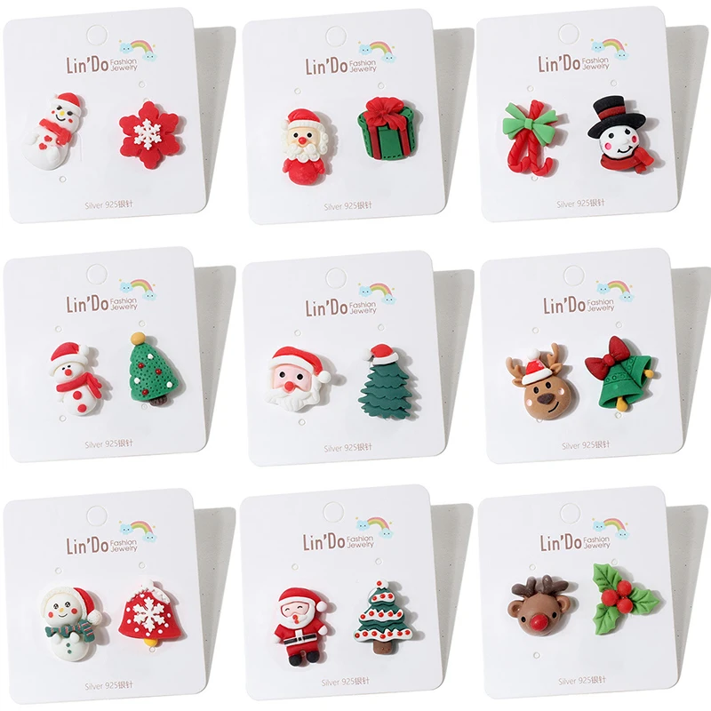 Christmas Gnome Earring Xmas Present Jewelry Holiday For Women New Polymer Clay Stud Earrings Minimalist Clay Christmas Earrings
