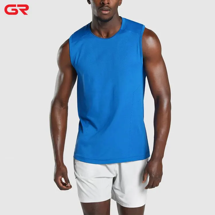2022 New Style Nylon Polyester Sweat Wicking Slim Fit Gym Tank Top Fitness Lightweight Elastic Trim Mesh Tank Top