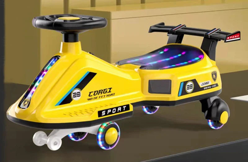 COOL CHILD PLASTIC RIDE ON SWING  TOY CAR WITH FRONT LIGHT & MUSIC