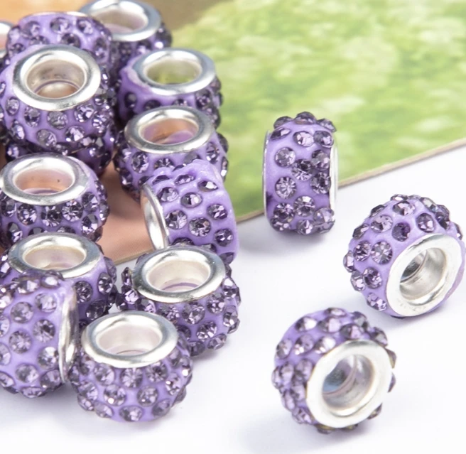 Big hole crystal beads wholesale rhinestone ball beads bling charms for bracelets bulk