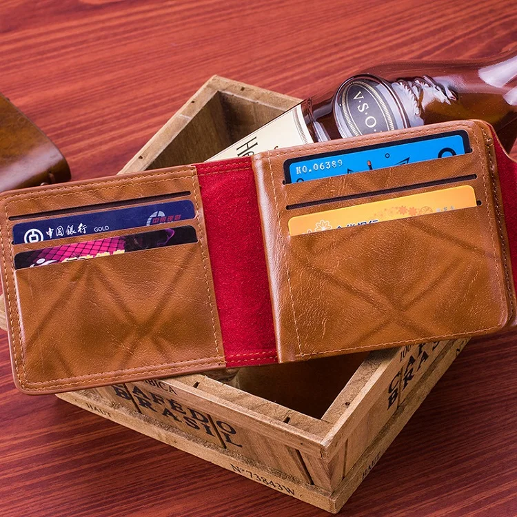 Luxury US Dollar Print Business Card Holder Leather Slim Purse Money Bag Men Wallet