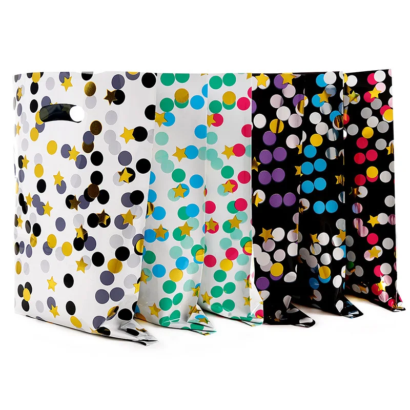 Kids Birthday Plastic Party Favor Bags Gift Party Polka Dot Patterns Plastic Goody Bags