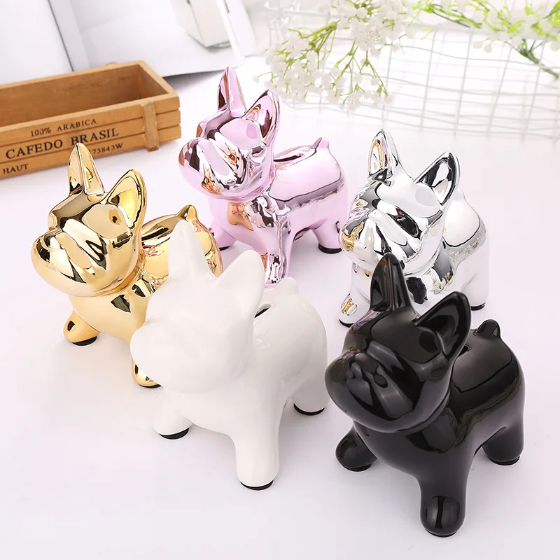 Dog Shaped Ceramic Piggy Bank Money Animal Bulldog Piggy Bank Home Coin box Bulldog Piggy Bank Home Animal Crafts Accessories