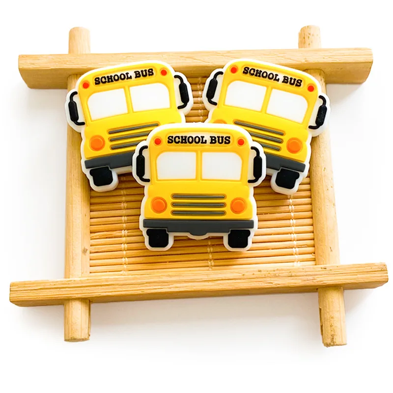 Wholesale Manufacturer Custom Beads Mold Yellow School Bus Silicone Focal Beads For Pen Making
