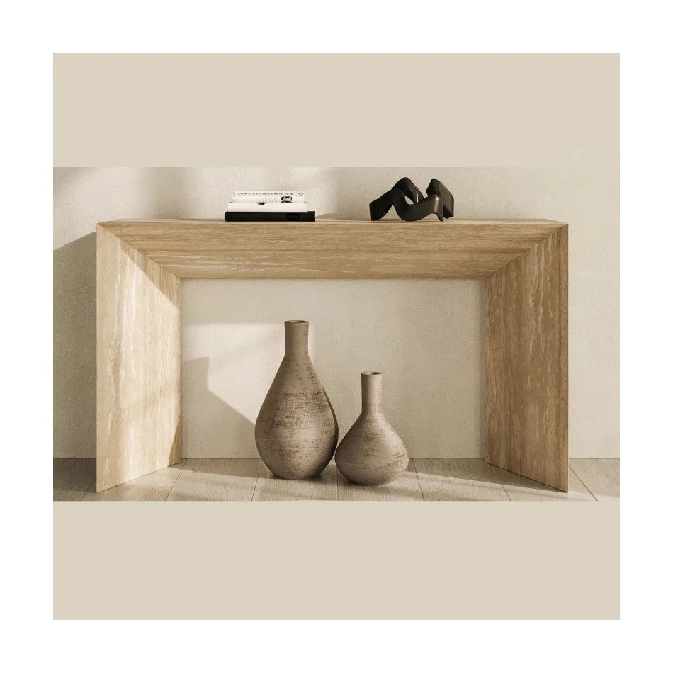 Роскошный прямоугольный бежевый травертин Wabi-sabi стол для прихожей простой дизайн консольный