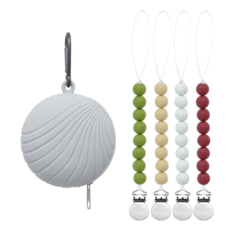 Wholesale Chewable Beaded Holder Wooden Dummy Baby Silicone Soother Chain Pacifier Clip