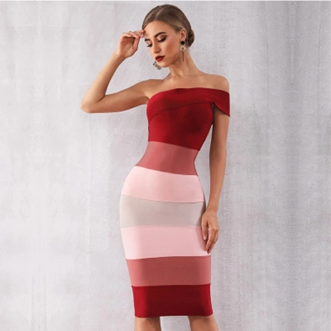 wholesale bandage one-shoulder Sexy Dress Annual Meeting Halter party Dress Rayon women clothing fashion