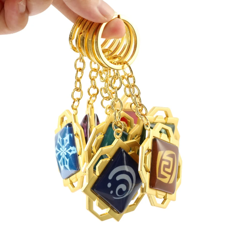 High Quality Metal Gold Eye Of God Key Chain Anime Game Key Ring Luminous Day And Night Key Finder