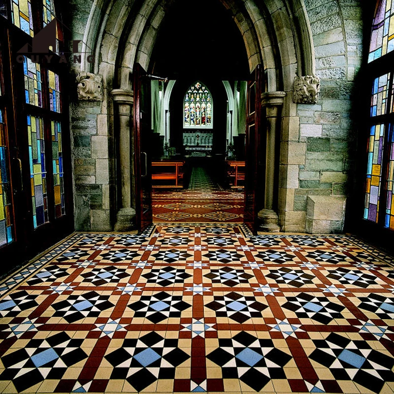 QUYANG Factory Price Wholesale Church Decorative Natural Stone Waterjet Home Decor Marble Mosaic Tiles