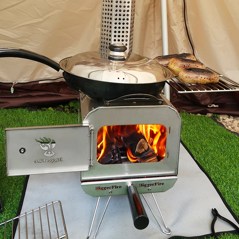 Camping Outdoor Indoor Bbq Party Water Heater Heating Stove And Pipe Mini Small Wood Burning Stove For Hot Bell Tent