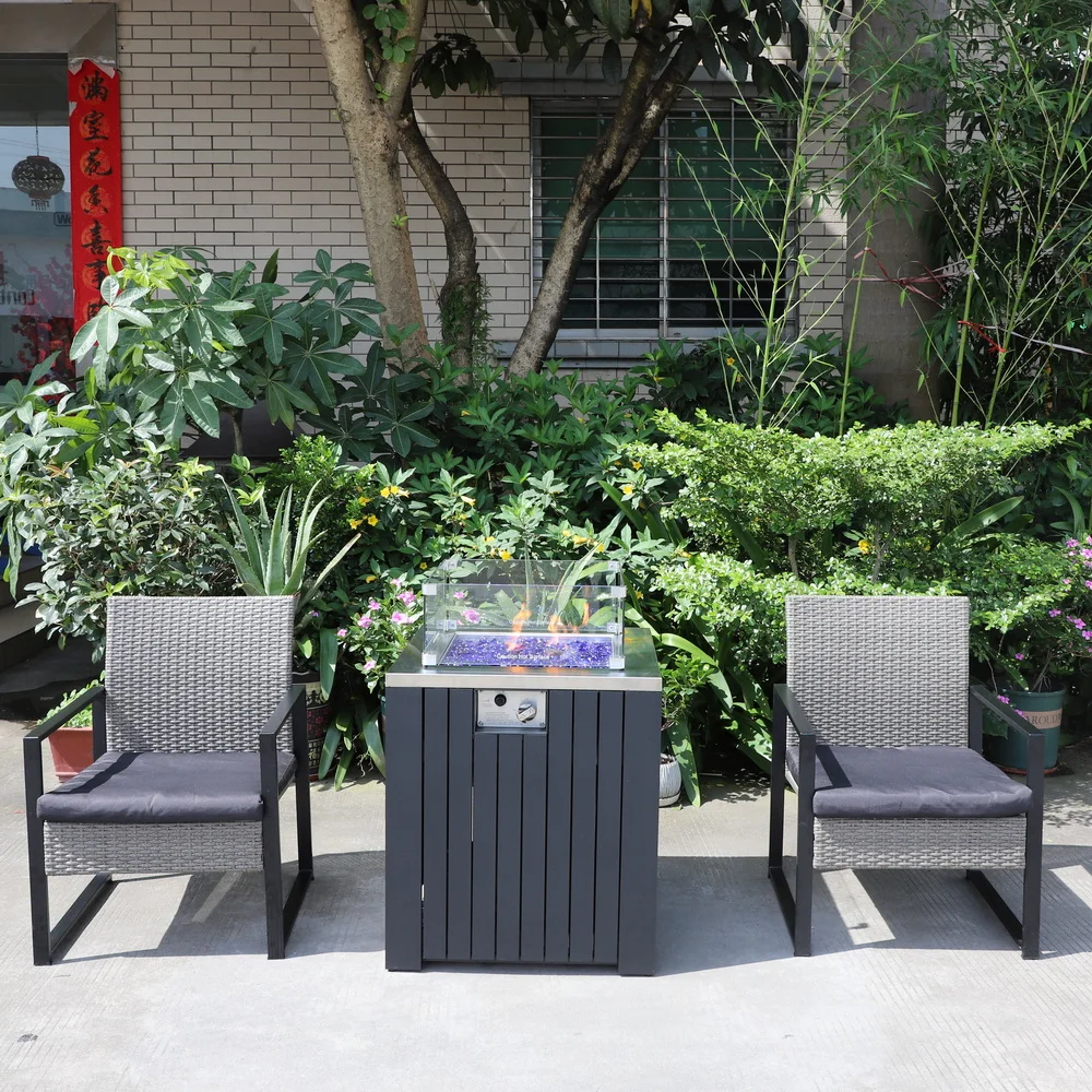 Outdoor aluminum square fire pit table