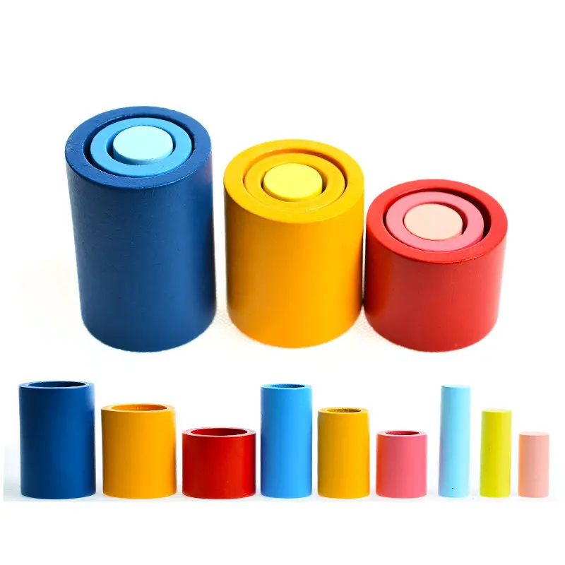 Colors Training Brinqued Different Circles and Cylinders Block educational toys learning montessori wood toy