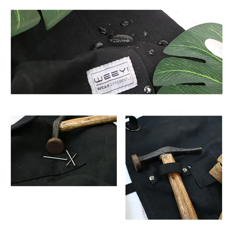 CHANGRONG Custom Black mens cross back waxed canvas woodworker bib apron