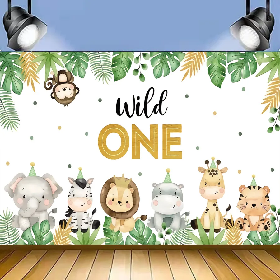 7x5FT Tropical Forest Safari Backdrop African Jungle Animal Photography Background Newborn Baby Shower Photo Booth Props K0166