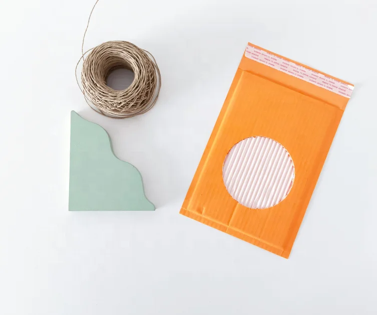 Eco friendly paper padded mailers  hi-low folding fan shape padded mailers paper flute mailers corrugated paper padded envelopes