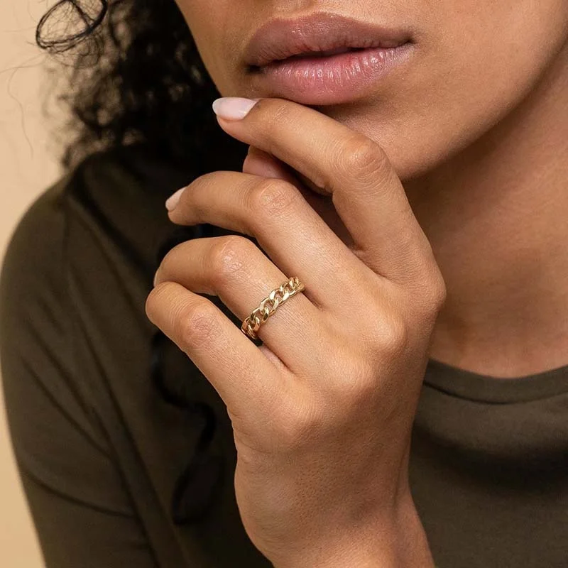 Milskye Wholesale Luxury 925 Sterling Silver Bold Thick Cut Curb Link Chain Ring