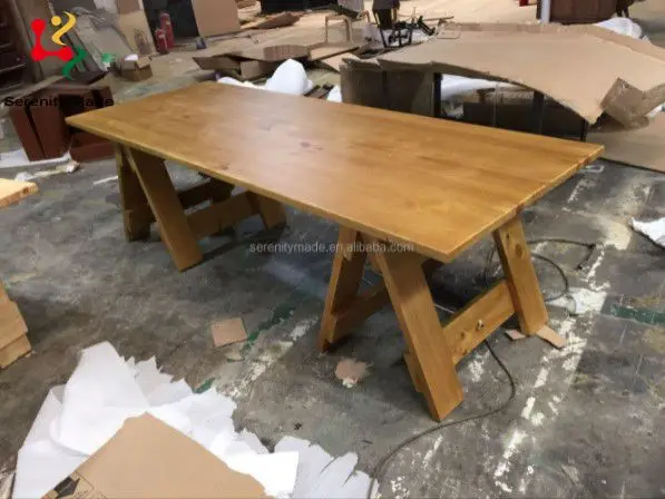Industrial Live Edge Event Use Table Top  Folding Wood Legs Base Restaurtant Dining Table