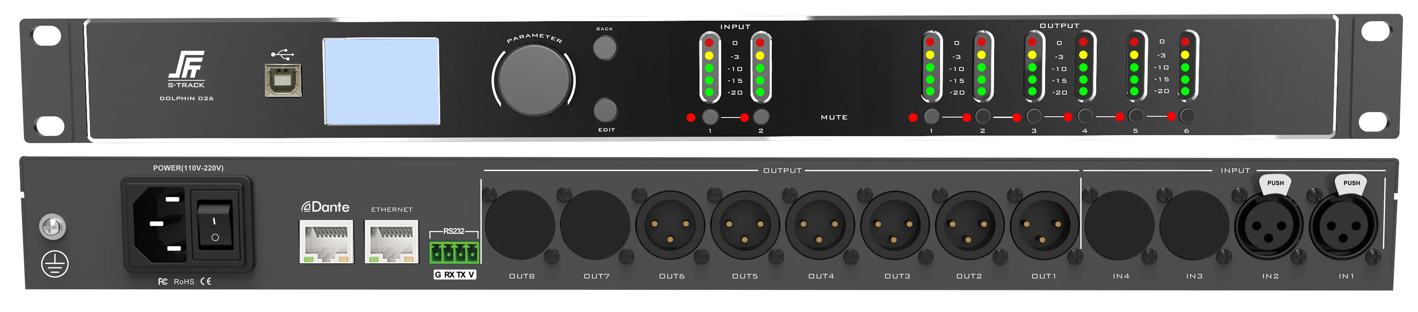 S-TRACK Professional DSP Pro Audio Processor XRL Dante Conference Audio system Music Audio AV dbx dsp