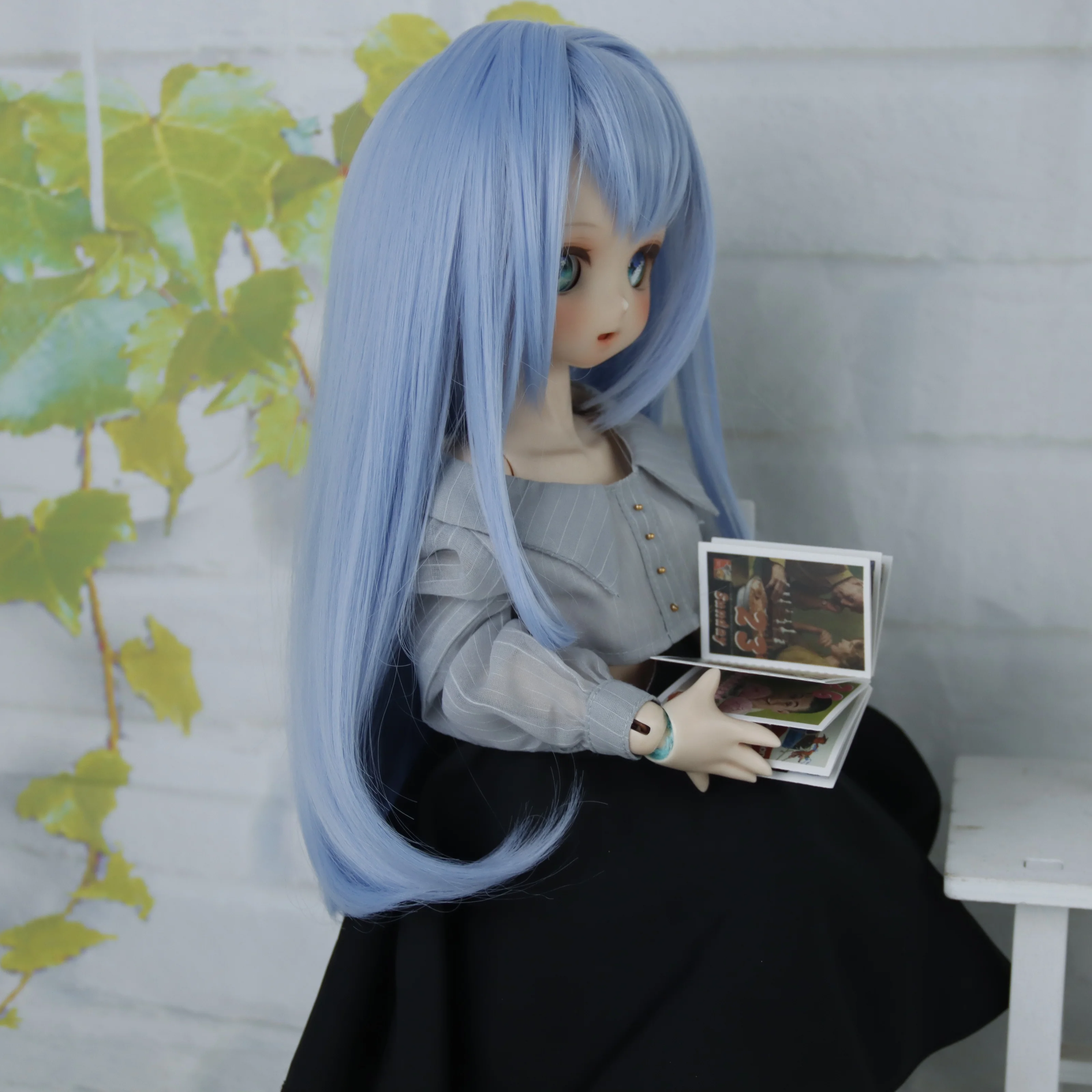 Purple Blue BJD hair synthetic remy wig for 8-9 inch 1/3 SD bjd doll accessories inner buckle 22cm to 24cm head wigs
