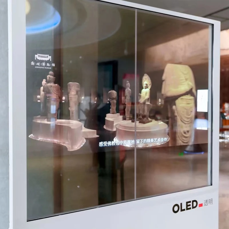 Крытый 55 дюймов ooled прозрачный дисплей экран панели для рекламы