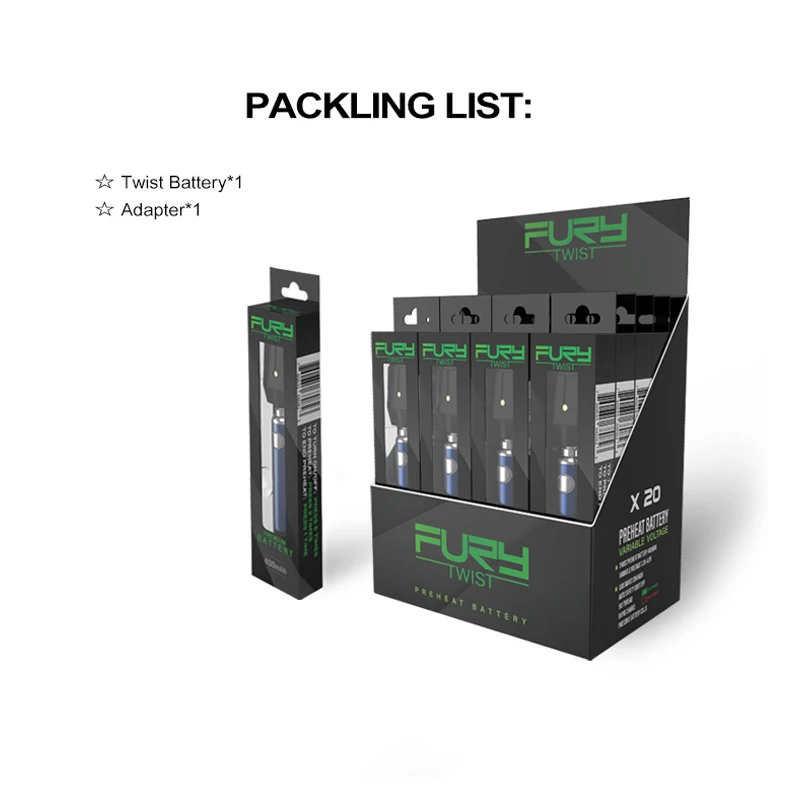  Weran Hot Preheat Battery with Button 1100 mAh CBD Rechargeable Vape Pen 510