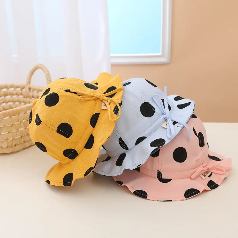 Dots Design Baby Children Summer Bucket Hat Kid Girl Sun Hats 1-3 years