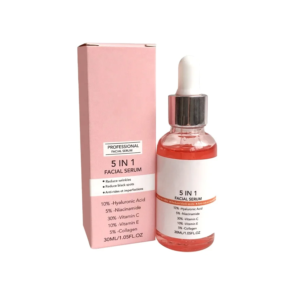 5 in 1 Facial Serum Niacinamide Rich Hydrating, Anti-Aging, & Whitening Formula for Dark Skin - All-in-One Skincare Solution