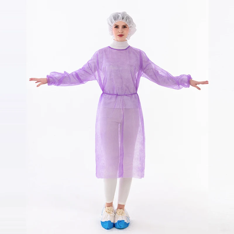 Pack Level Disposable Isolation Gowns with Elastic Cuff Latex-Free Non-Woven Fluid Resistant Non Medical Isolation Non-Surgical