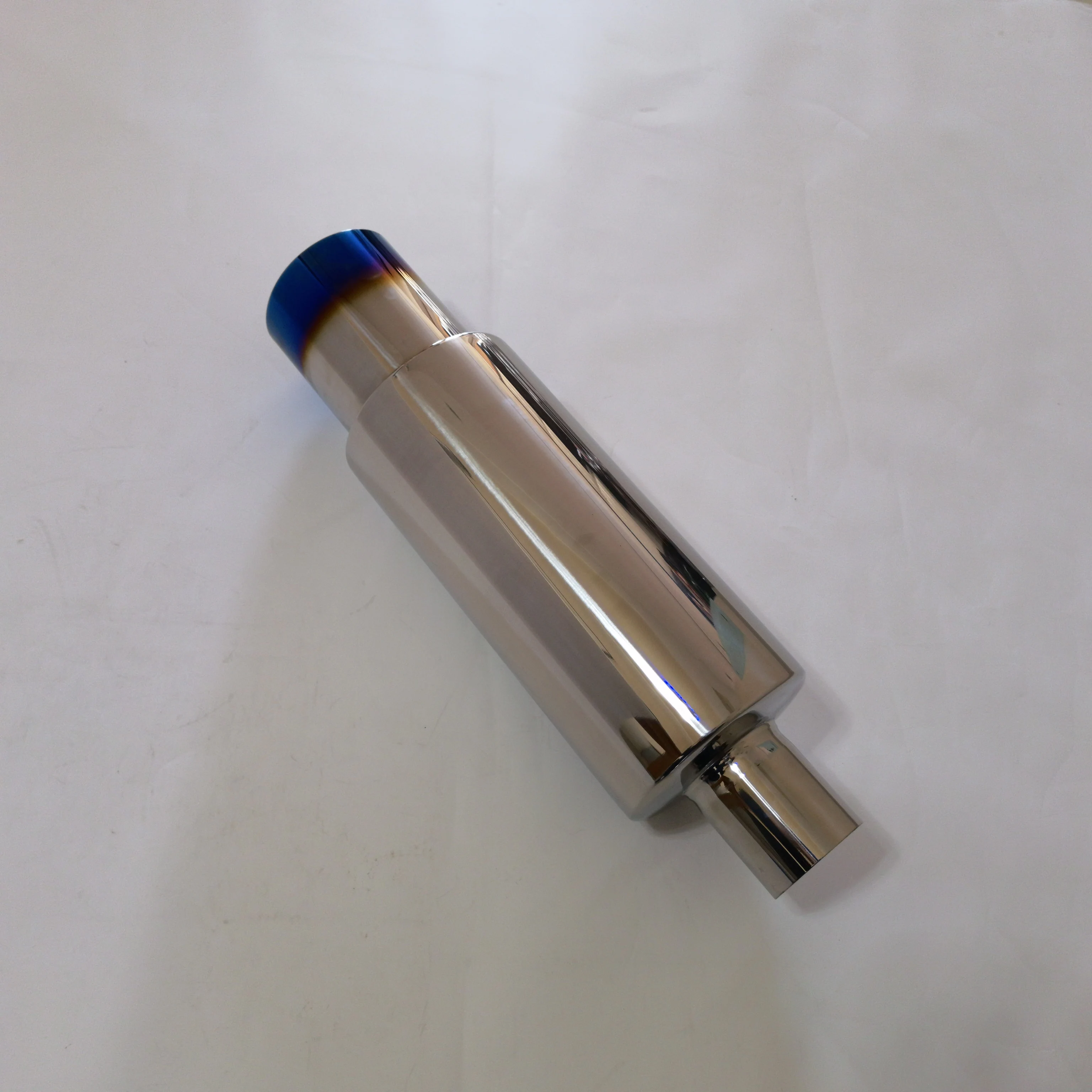 Car modification stainless steel scroll blue plated 4 inches car muffler for sports sound exhaust muffler car