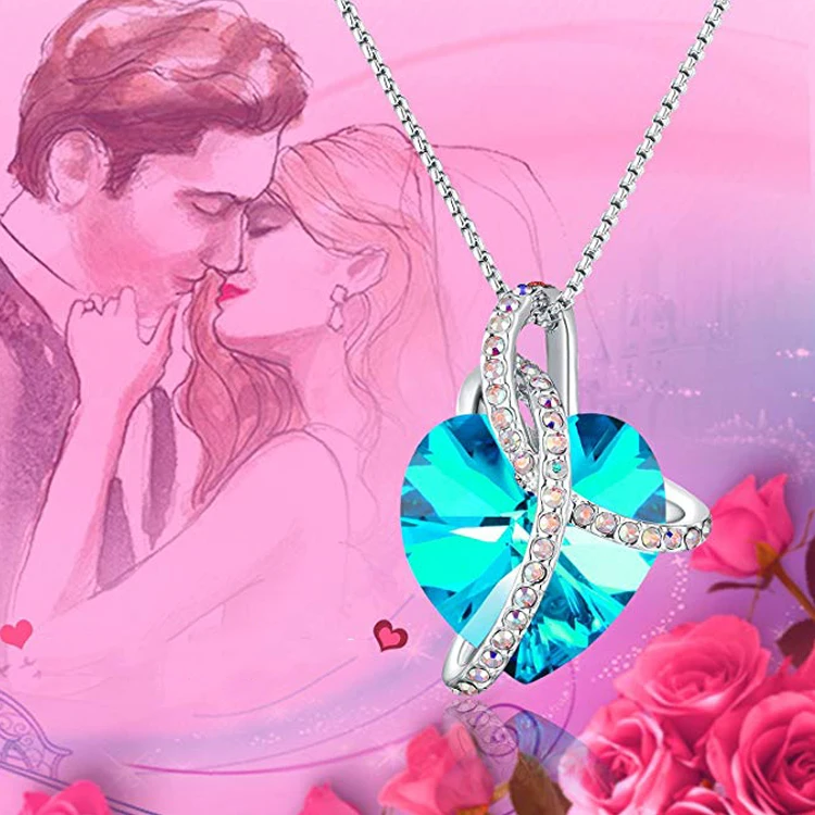 High Quality Love Heart Pendant Necklace Crystals from Austrian Crystal Gift for Women Girls Wedding Birthday Anniversary Gifts