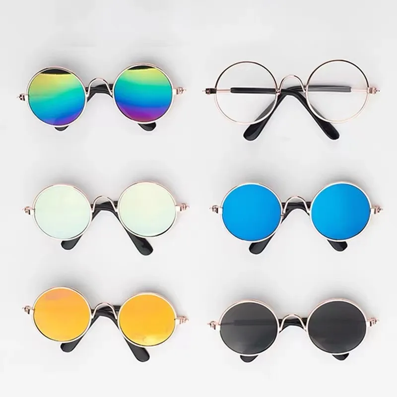 Wholesale Cool Lovely Pet Accessories Sunglasses Pet Cat Sunglasses Funny Pet Metal Cat Eye Sunglasses