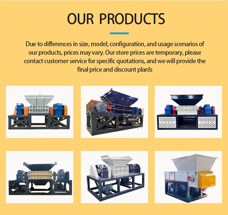 Large Double Shaft Shredder Waste Metal Iron Sheet Oil Drum Plastic Wood Tires Life Waste Crusher