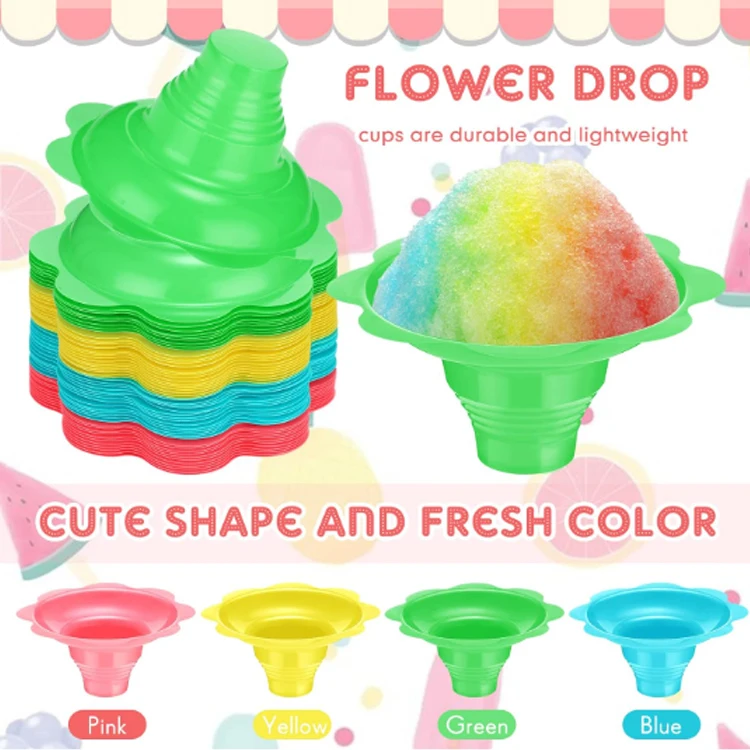 4oz Transparent Snow Cone Cups Flower Shaped Ice Cream Cup