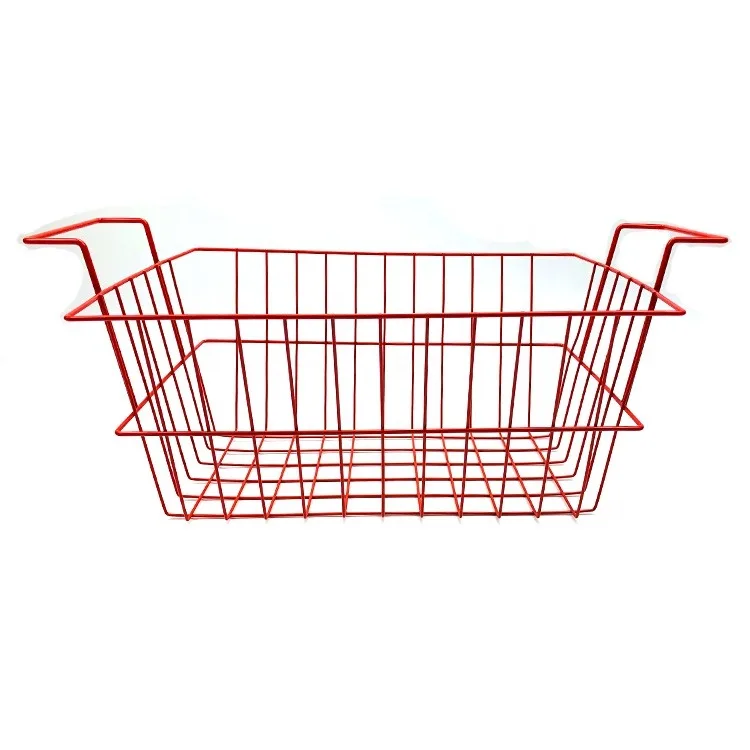 Factory large household metal iron wire storage basket with handles for sundry