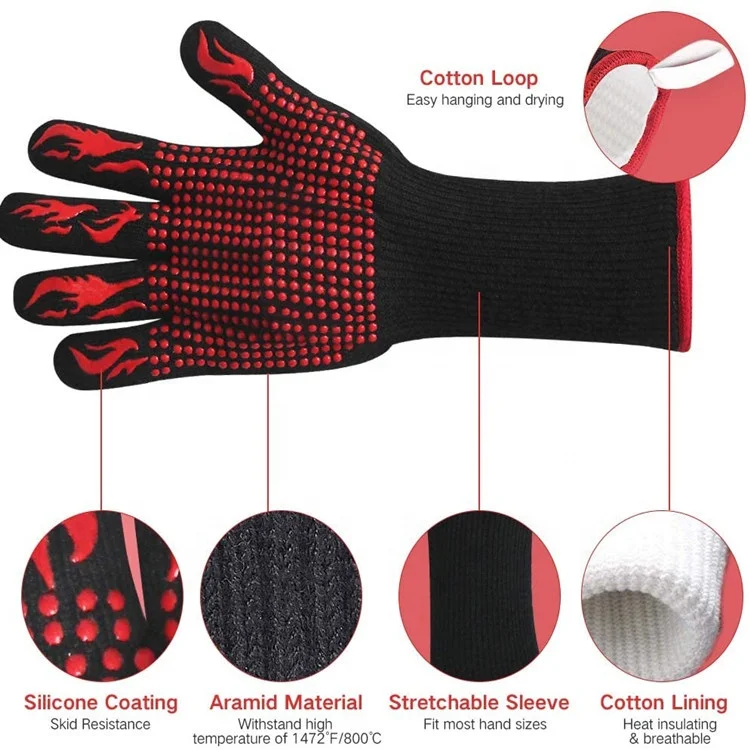Sturdyarmor Anti Slip 932F Extreme Heat Resistant BBQ Grill Oven Mit Glove Handschuhe