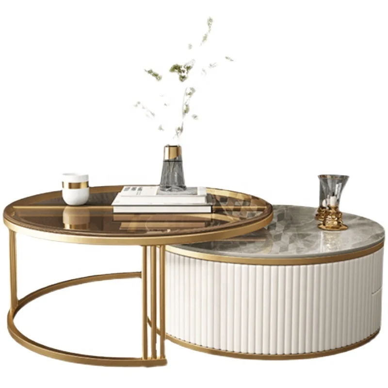 Living Room Furniture  Solar Glass  Table Top With MDF Drawer Coffee Table