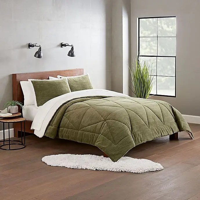 King size winter fleece bedding set with sherpa fleece blanket cheap custom comforter set