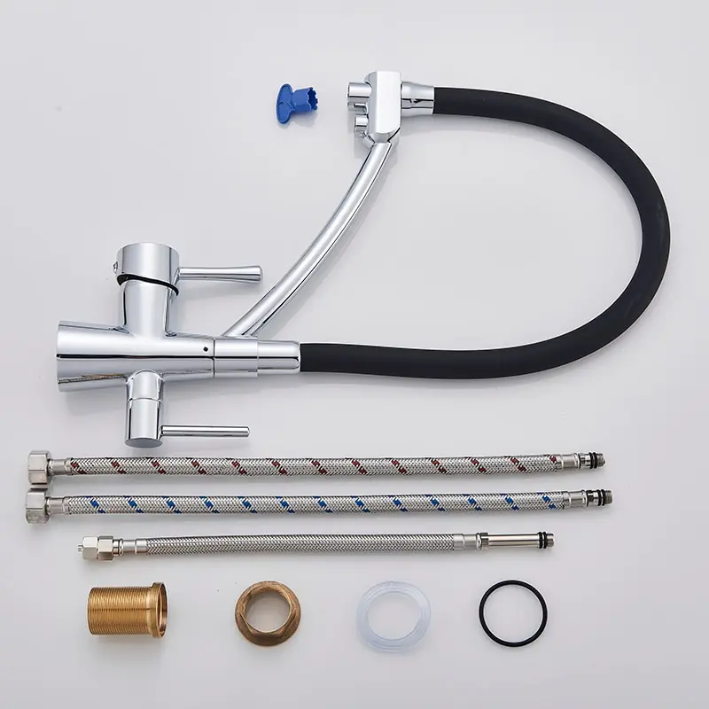 Hot and Cold Pure Water Mixer Tap pull out 3 way Kitchen Purification Flexible Rotated Dual Spout Filter Kitchen Faucet