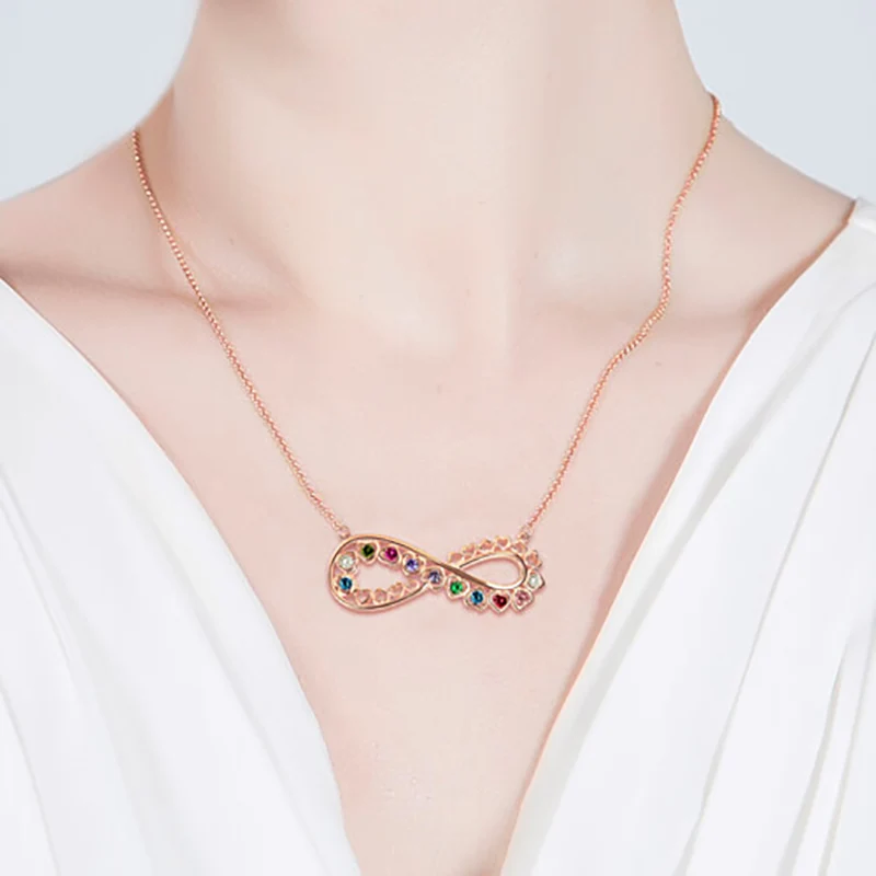  925 sterling silver women necklace jewelry gold plated birthstone infinity
