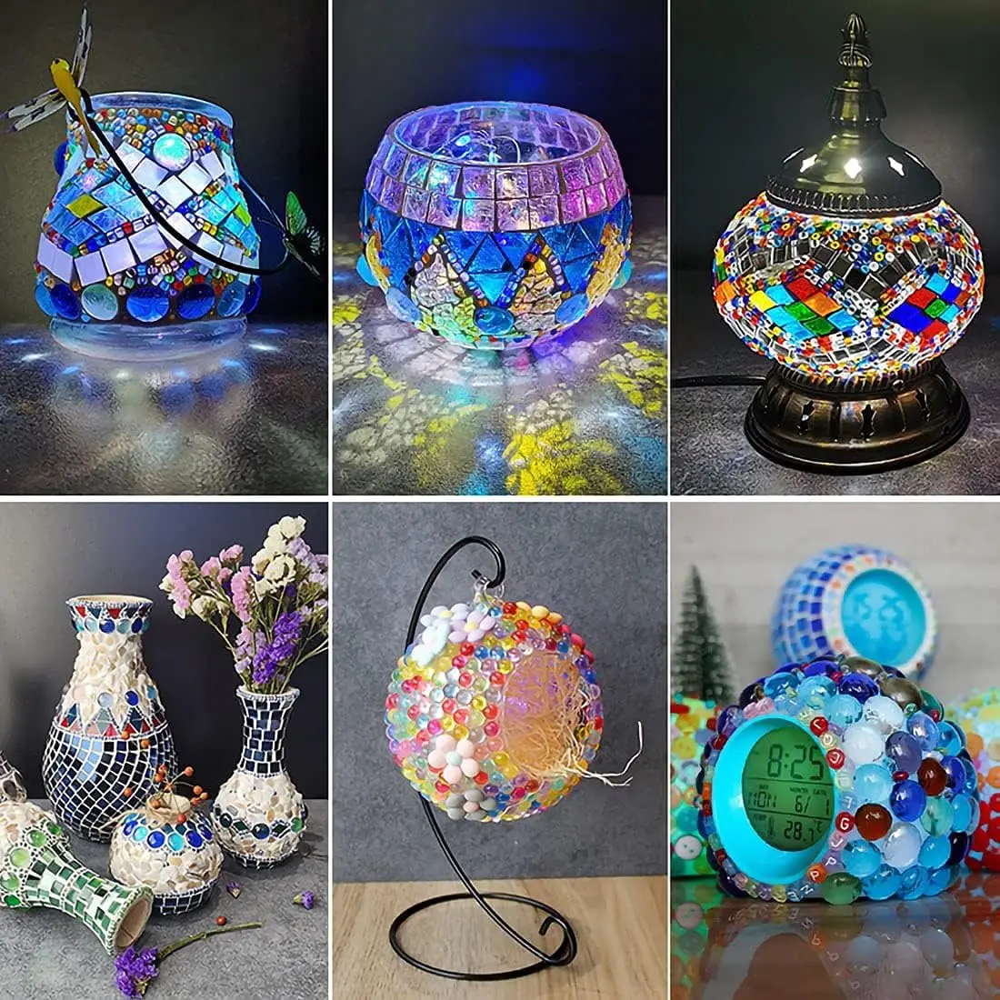 500g Mini Glass Gems,Mixed Colour Mancala Stones Flat Bottom Marble Beads for Home Decorative Art Craft Vase Filler